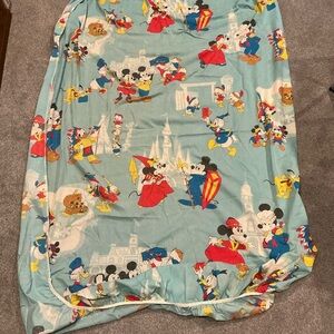 Vintage 80's Walt Disney Productions Twin Fitted Sheet Blue Mickey Minnie Donald
